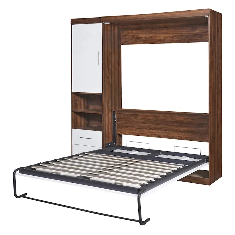 Lit escamotable mural pleine grandeur avec armoire