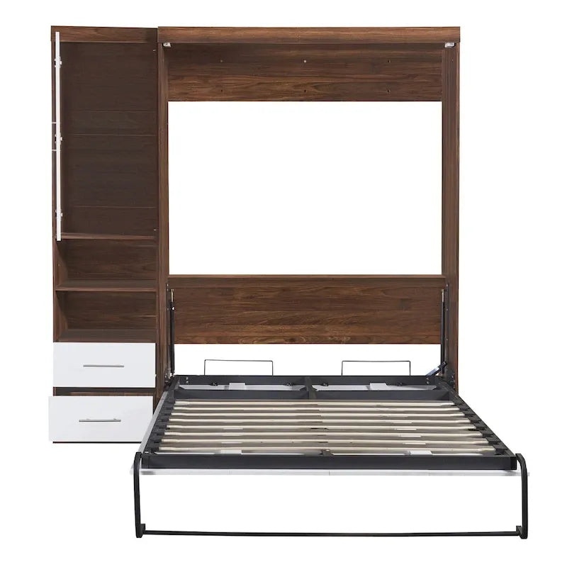 Lit escamotable mural pleine grandeur avec armoire