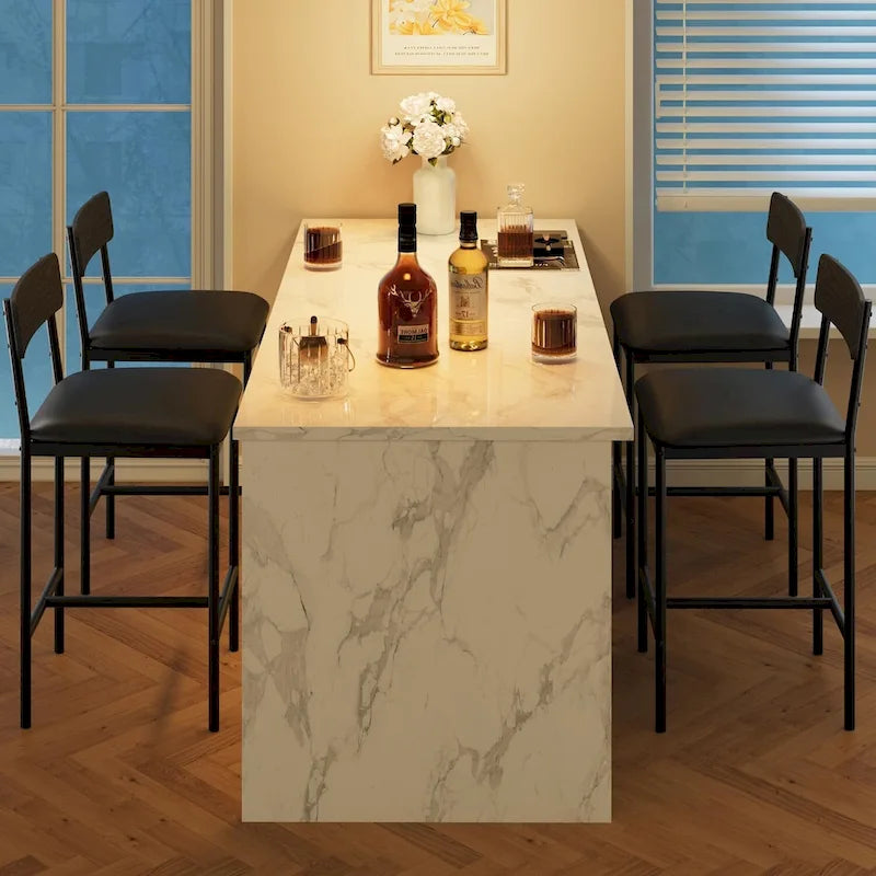 Ensemble de 4 tabourets de bar, tabourets de bar de cuisine avec repose-pieds