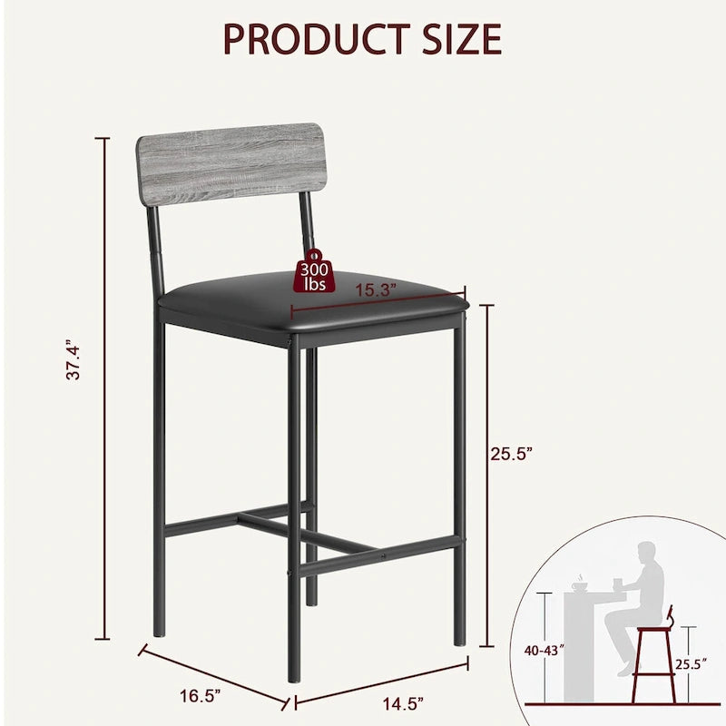 Ensemble de 4 tabourets de bar, tabourets de bar de cuisine avec repose-pieds