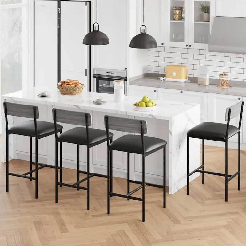 Ensemble de 4 tabourets de bar, tabourets de bar de cuisine avec repose-pieds