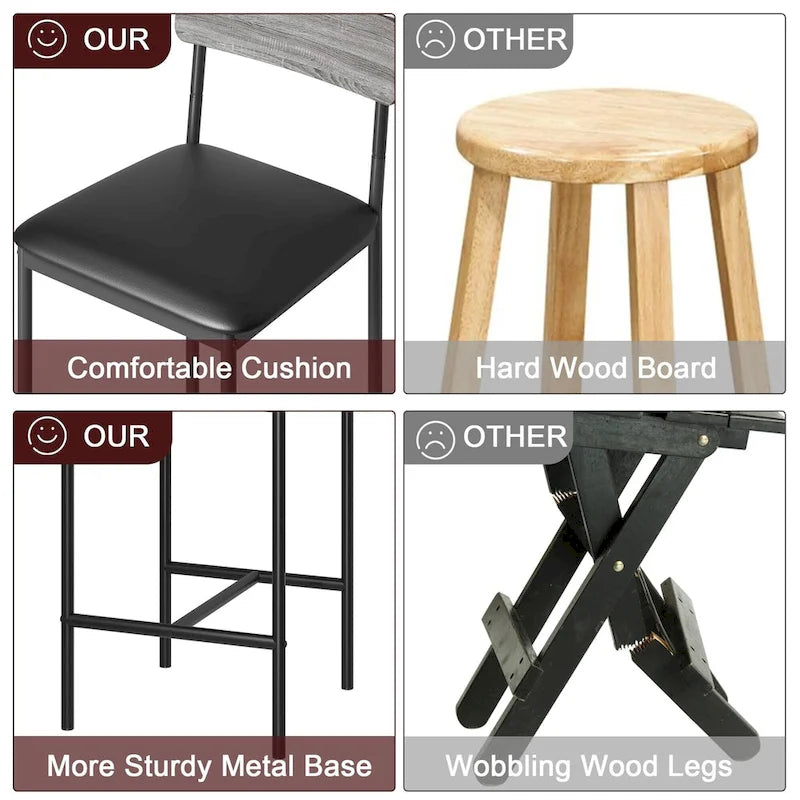 Ensemble de 4 tabourets de bar, tabourets de bar de cuisine avec repose-pieds