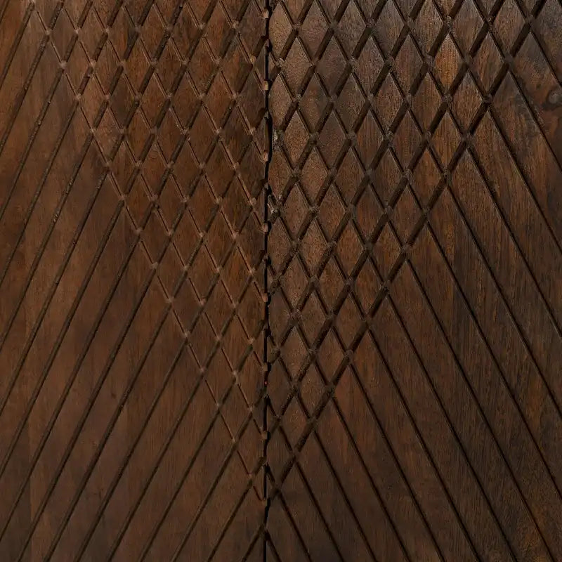 Meuble d'appoint rustique en bois, design cannelé, étagère réglable, rangement