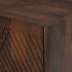 Meuble d'appoint rustique en bois, design cannelé, étagère réglable, rangement