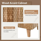 Meuble d'appoint rustique en bois, design cannelé, étagère réglable, rangement