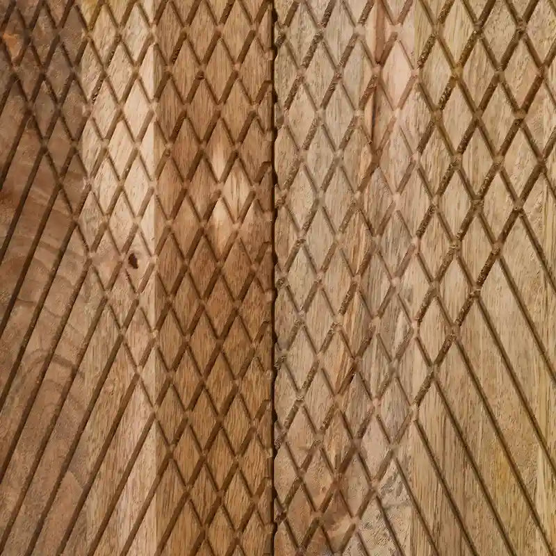 Meuble d'appoint rustique en bois, design cannelé, étagère réglable, rangement