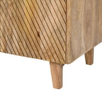 Meuble d'appoint rustique en bois, design cannelé, étagère réglable, rangement