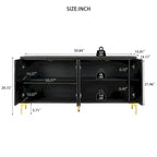 Buffet à 4 portes sans poignées pour salle à manger, salon