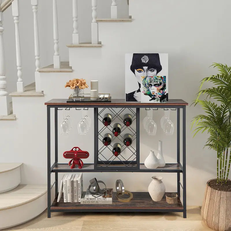 Chariot de bar industriel Gymax avec service à roulettes pour cuisine et vin