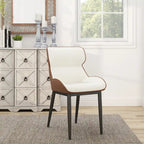 Ensemble de 2 chaises de salle à manger rembourrées en PU, chaises modernes à dossier plein avec pieds en métal noir