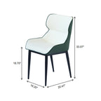 Ensemble de 2 chaises de salle à manger rembourrées en PU, chaises modernes à dossier plein avec pieds en métal noir