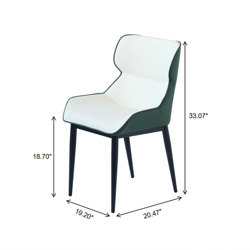 Ensemble de 2 chaises de salle à manger rembourrées en PU, chaises modernes à dossier plein avec pieds en métal noir