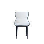 Ensemble de 2 chaises de salle à manger rembourrées en PU, chaises modernes à dossier plein avec pieds en métal noir