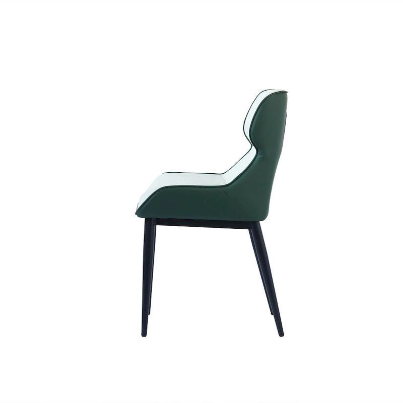 Ensemble de 2 chaises de salle à manger rembourrées en PU, chaises modernes à dossier plein avec pieds en métal noir