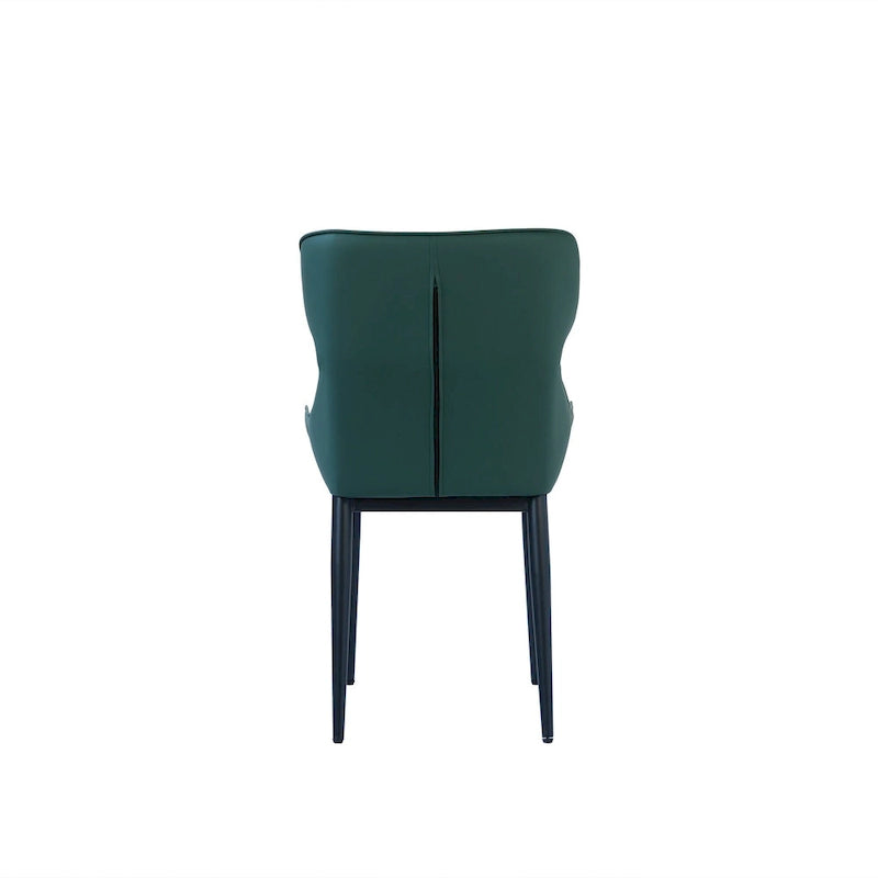 Ensemble de 2 chaises de salle à manger rembourrées en PU, chaises modernes à dossier plein avec pieds en métal noir