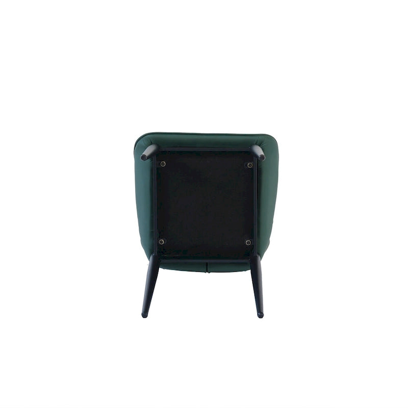 Ensemble de 2 chaises de salle à manger rembourrées en PU, chaises modernes à dossier plein avec pieds en métal noir