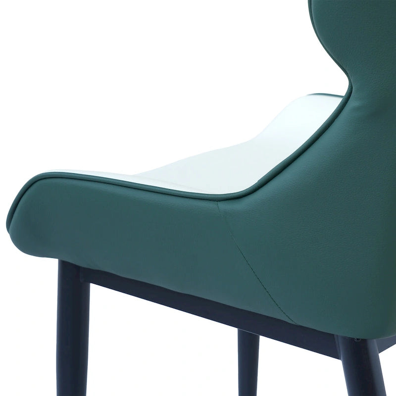 Ensemble de 2 chaises de salle à manger rembourrées en PU, chaises modernes à dossier plein avec pieds en métal noir