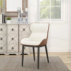 Ensemble de 2 chaises de salle à manger rembourrées en PU, chaises modernes à dossier plein avec pieds en métal noir