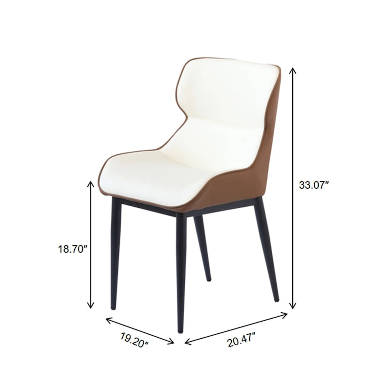 Ensemble de 2 chaises de salle à manger rembourrées en PU, chaises modernes à dossier plein avec pieds en métal noir