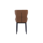 Ensemble de 2 chaises de salle à manger rembourrées en PU, chaises modernes à dossier plein avec pieds en métal noir