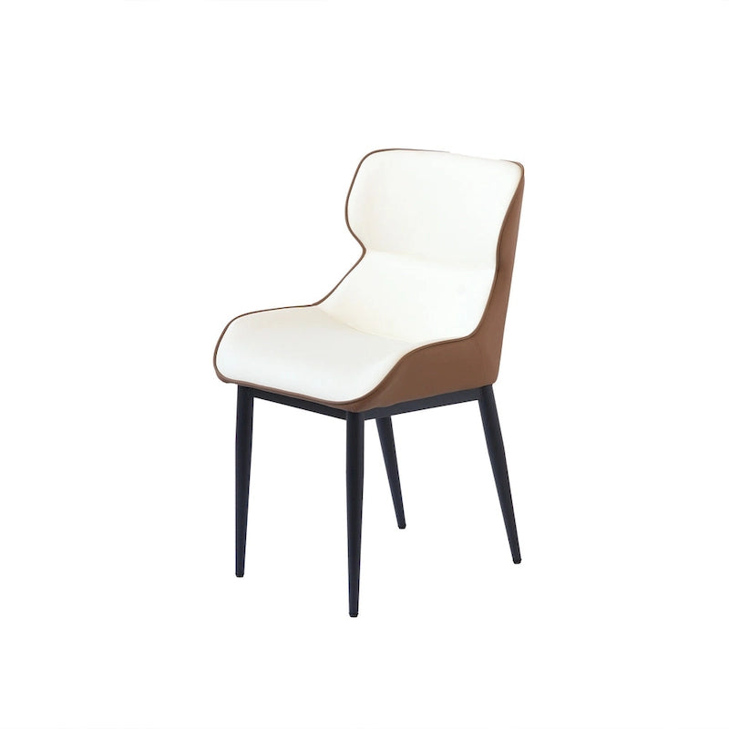 Ensemble de 2 chaises de salle à manger rembourrées en PU, chaises modernes à dossier plein avec pieds en métal noir