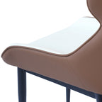 Ensemble de 2 chaises de salle à manger rembourrées en PU, chaises modernes à dossier plein avec pieds en métal noir