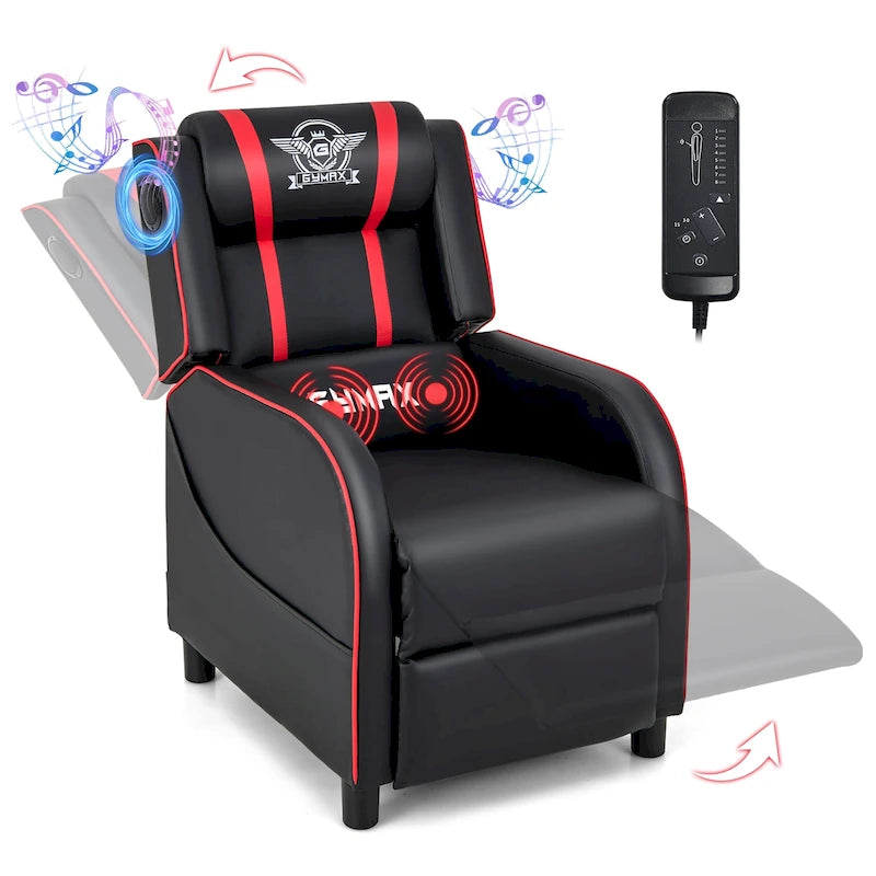 Fauteuil inclinable de jeu et de massage Gymax, canapé inclinable simple en cuir PU