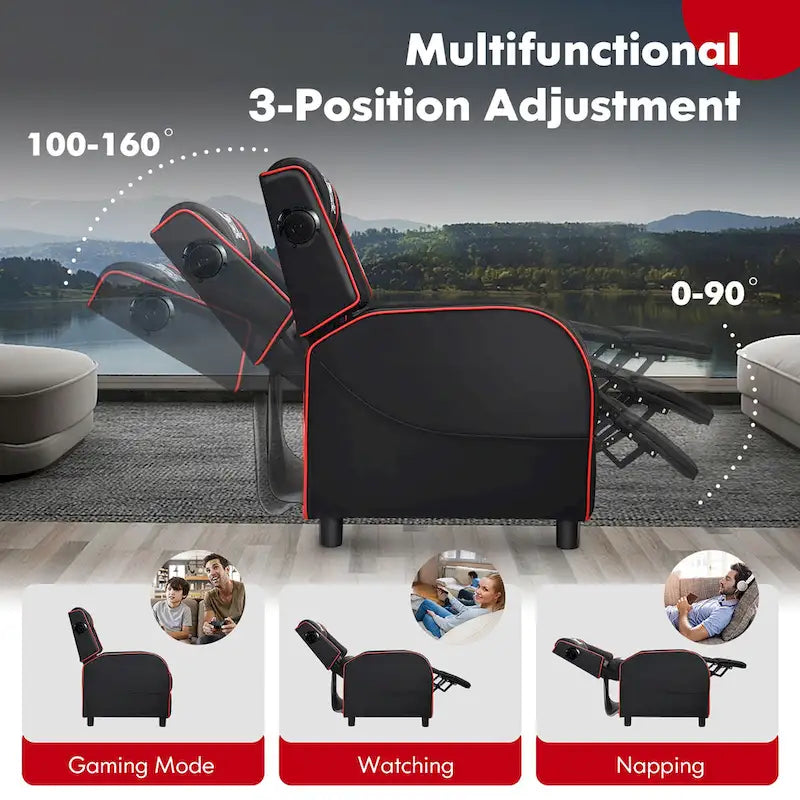 Fauteuil inclinable de jeu et de massage Gymax, canapé inclinable simple en cuir PU
