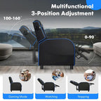 Fauteuil inclinable de jeu et de massage Gymax, canapé inclinable simple en cuir PU