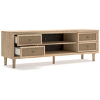 Meuble TV Ciel grand format, 4 tiroirs, 2 étagères, bois brun, 183 cm (72 pouces)