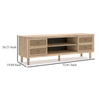 Meuble TV Ciel grand format, 4 tiroirs, 2 étagères, bois brun, 183 cm (72 pouces)