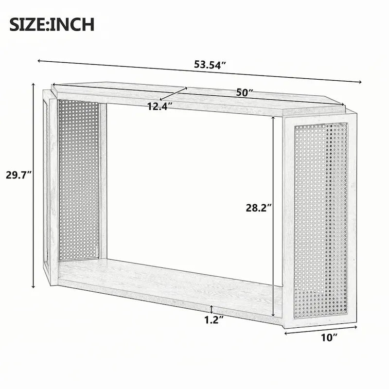 Console étroite avec étagère ouverte, bleu antique