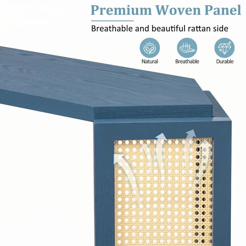 Console étroite avec étagère ouverte, bleu antique