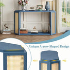 Console étroite avec étagère ouverte, bleu antique