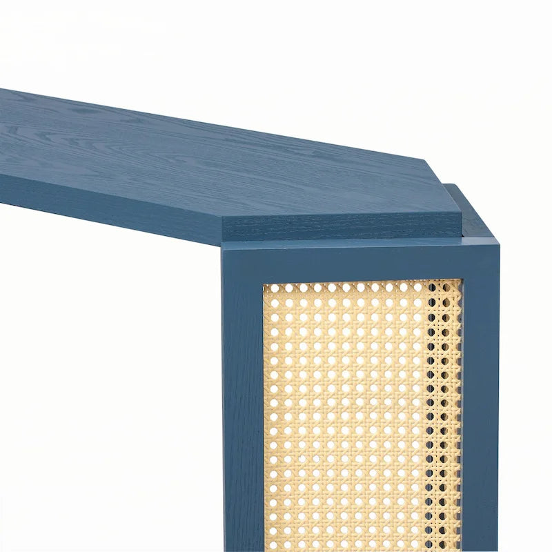 Console étroite avec étagère ouverte, bleu antique