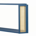 Console étroite avec étagère ouverte, bleu antique