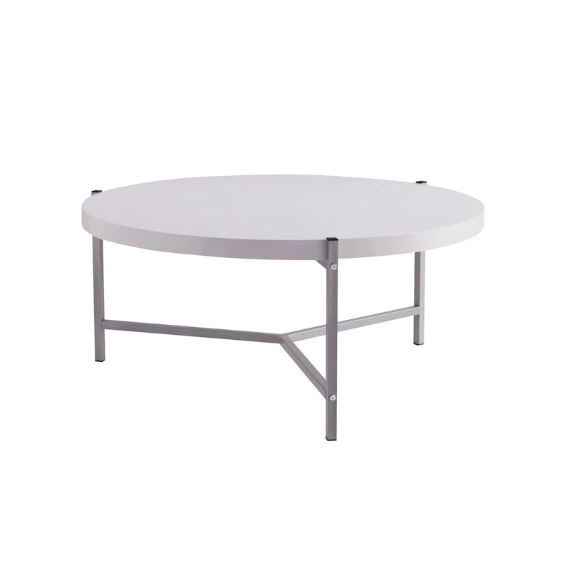Table basse ronde moderne de 93 cm (36,5 po) avec plateau en bois et élégant piètement en acier inoxydable pour salon - 93 cm (36,5 po) L x 93 cm (36,5 po) l x 42 cm (16,5 po) H