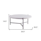 Table basse ronde moderne de 93 cm (36,5 po) avec plateau en bois et élégant piètement en acier inoxydable pour salon - 93 cm (36,5 po) L x 93 cm (36,5 po) l x 42 cm (16,5 po) H