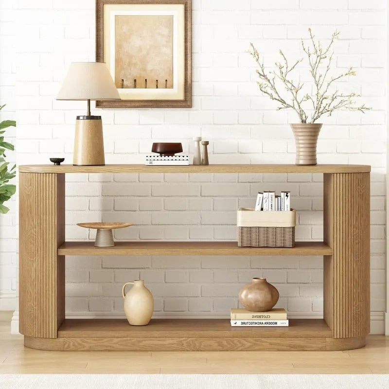Console d'entrée moderne 58,9 cm, table d'appoint fine avec étagère ouverte pour une utilisation multifonctionnelle
