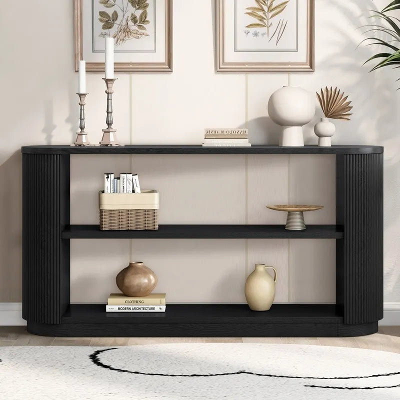 58.9 Modern Entryway Console Table, Slim Sofa Table with Open Shelf for Multi-Functional Use