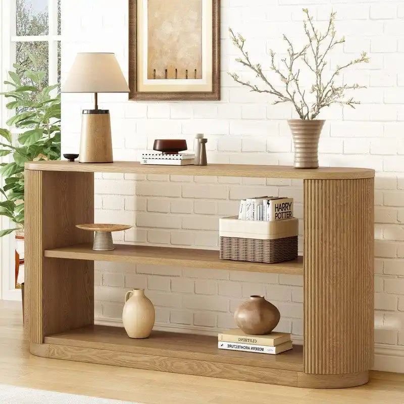 Console d'entrée moderne 58,9 cm, table d'appoint fine avec étagère ouverte pour une utilisation multifonctionnelle