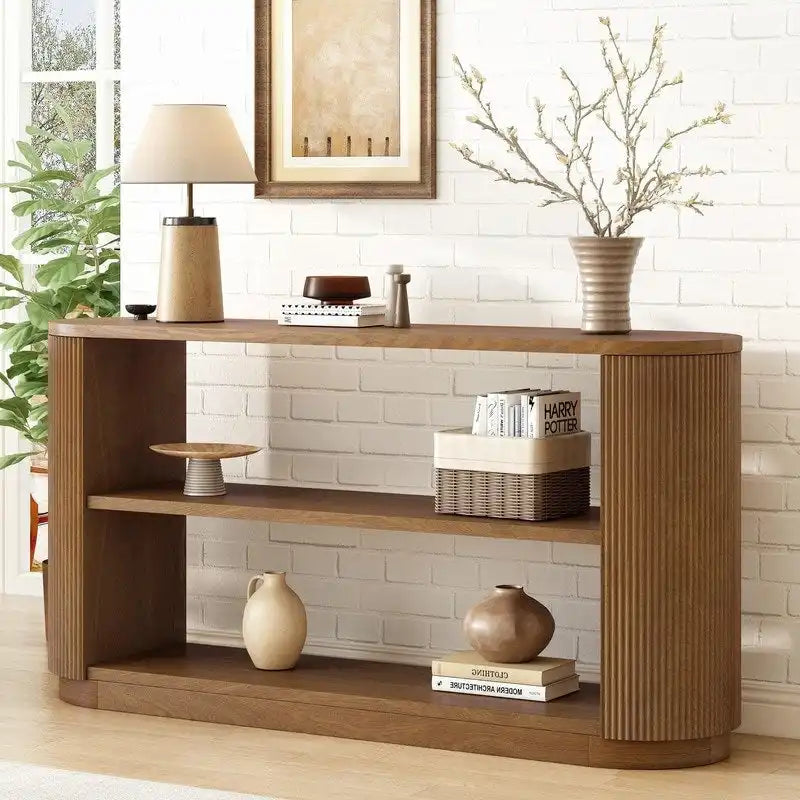 Console d'entrée moderne 58,9 cm, table d'appoint fine avec étagère ouverte pour une utilisation multifonctionnelle