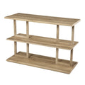 Console rectangulaire en bois naturel avec étagère basse et 2 étagères - 42 cm L x 15,75 cm l x 28,5 cm H