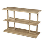 Console rectangulaire en bois naturel avec étagère basse et 2 étagères - 42 cm L x 15,75 cm l x 28,5 cm H
