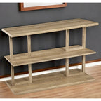 Console rectangulaire en bois naturel avec étagère basse et 2 étagères - 42 cm L x 15,75 cm l x 28,5 cm H