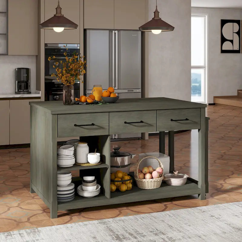 Îlot de cuisine extensible avec rangement (tabouret non inclus)