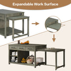 Îlot de cuisine extensible avec rangement (tabouret non inclus)