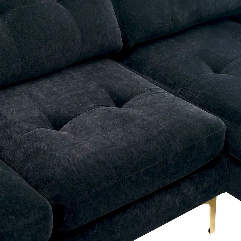 Canapé d'angle en velours de 110,6 pouces avec pouf amovible et poches de rangement
