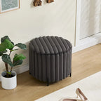 Pouf ottoman rond rembourré de 22,05 pouces de large avec pieds en métal noir
