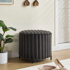 Pouf ottoman rond rembourré de 22,05 pouces de large avec pieds en métal noir